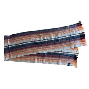 Shupaca Striped Alpaca Wool Blend Scarf Fringe Warm Cozy Orange Black Green BOHO